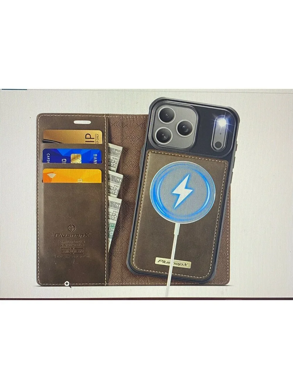 PlusnapX Wallet Case for iPhone 17 Pro Brown